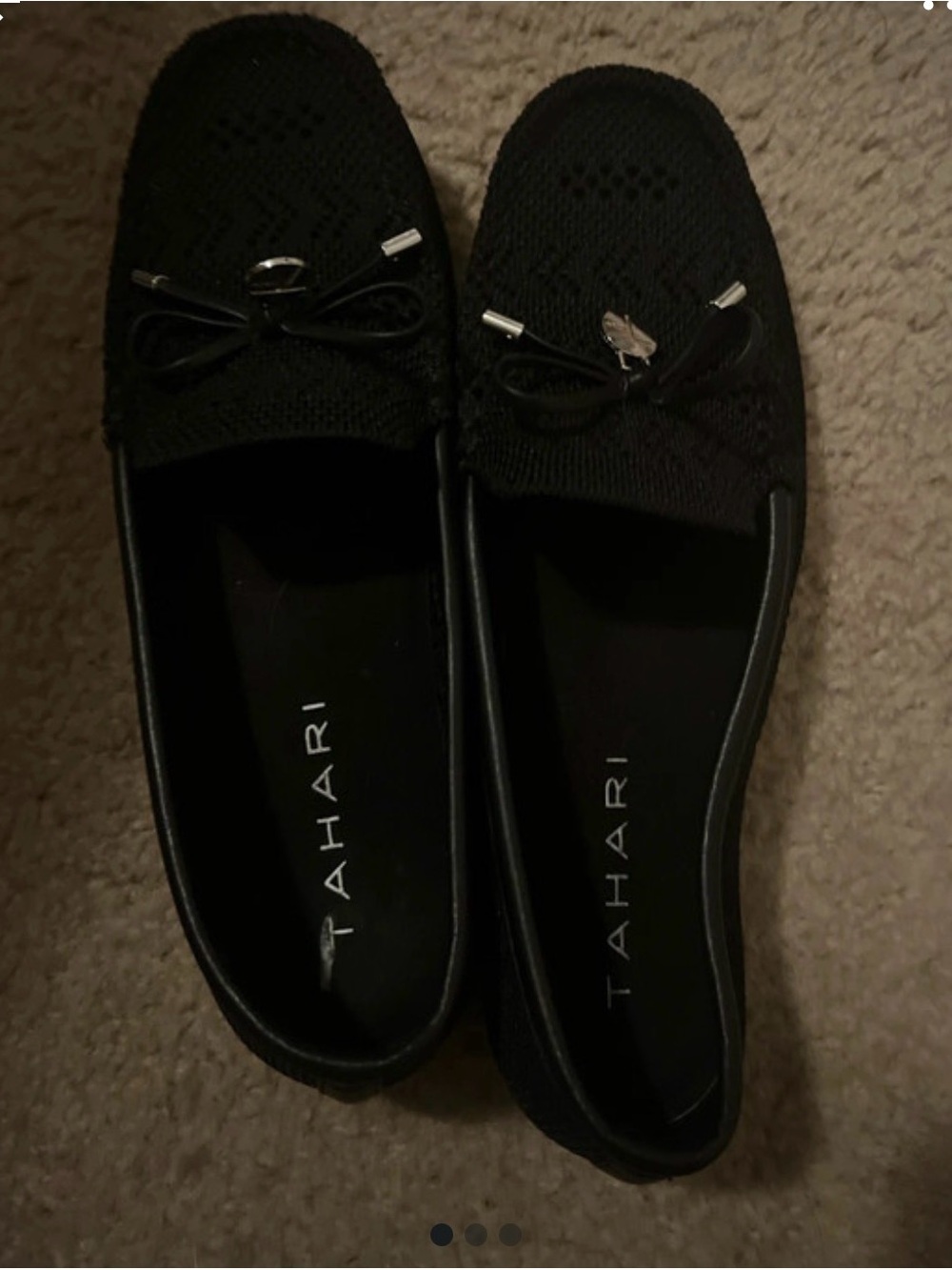 Tahari Black Knit Bow-Accent Loafers